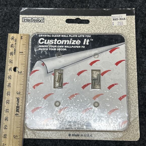 NOS Vtg 1989 InterDesign Customize It Clear Light Switch Wall Plate Wallpaper - Picture 1 of 6